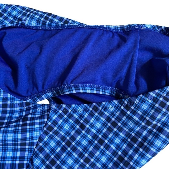 Mermaid Swimwear Plaid Ruffle Bright Blue Halter One Piece Swimsuit Size L - Picture 7 of 8